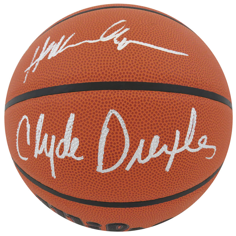 Hakeem Olajuwon & Clyde Drexler Dual Signed Wilson Indoor/Outdoor NBA Basketball - OLABSK222 - Hakeem Olajuwon & Clyde Drexler Dual Signed Wilson Indoor/Outdoor NBA Basketball product image