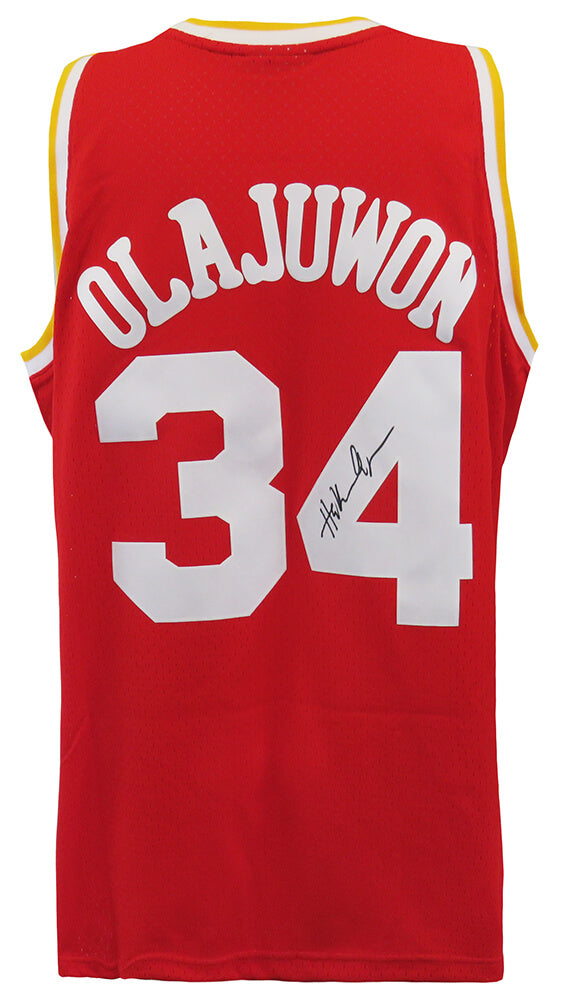 Hakeem Olajuwon Signed Houston Rockets 1993 Style Red M&N Swingman Basketball Jersey - OLAJRY203 - Hakeem Olajuwon Signed Houston Rockets 1993 Style Red M&N Swingman Basketball Jersey product image