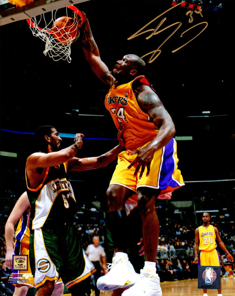 Shaquille O'Neal Signed Los Angeles Lakers Action 8x10 Photo w/#34 - ONE08P201 - Shaquille O'Neal Signed Los Angeles Lakers Action 8x10 Photo w/#34 product image