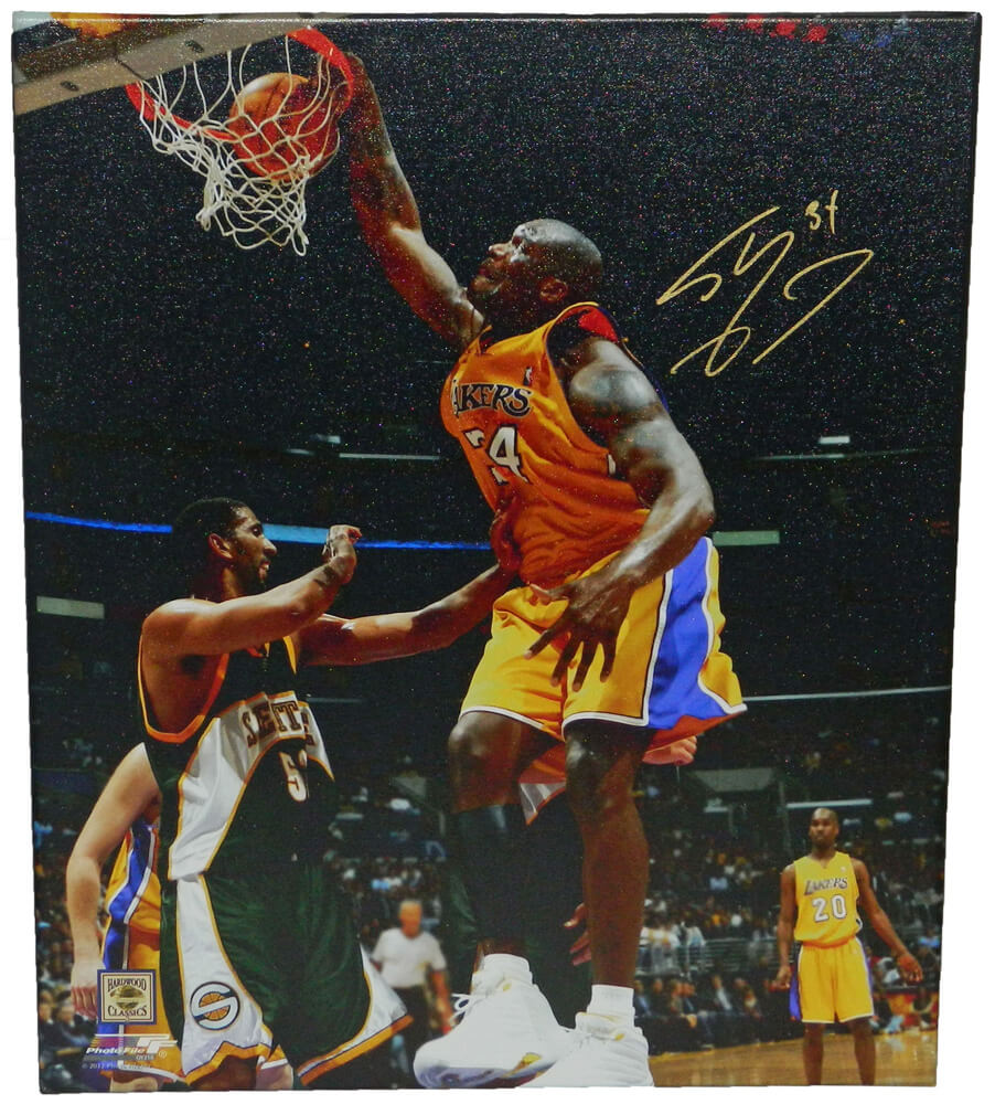 Shaquille O'Neal Signed Los Angeles Lakers One Hand Dunk 20x24 Canvas - ONECAN200 - Shaquille O'Neal Signed Los Angeles Lakers One Hand Dunk 20x24 Canvas product image