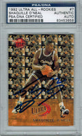 Shaquille O'Neal Signed Orlando Magic 1992 Fleer Ultra All-Rookie Series Rookie Card #7 - PSA/DNA - ONECAR200 - Shaquille O'Neal Signed Orlando Magic 1992 Fleer Ultra All-Rookie Series Rookie Card #7 - PSA/DNA product image