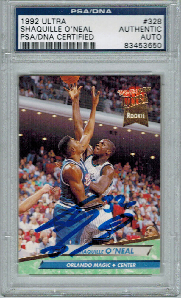 Shaquille O'Neal Signed Orlando Magic 1992 Fleer Ultra Rookie Card #328 - PSA/DNA - ONECAR201 - Shaquille O'Neal Signed Orlando Magic 1992 Fleer Ultra Rookie Card #328 - PSA/DNA product image