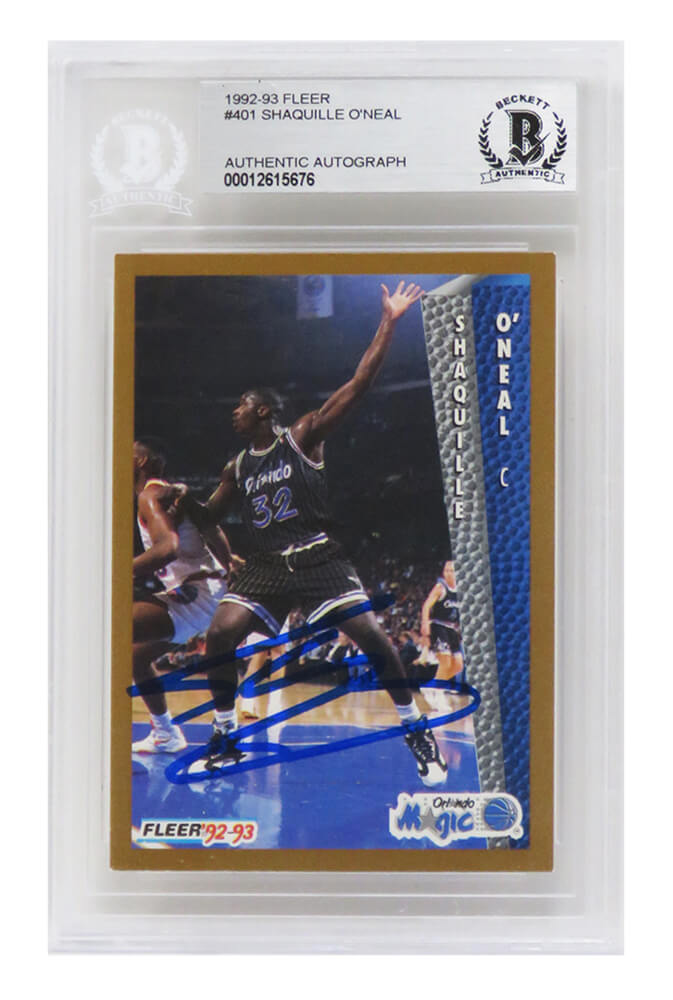 Shaquille O'Neal Signed Orlando Magic 1992-93 Fleer Rookie Card #401 (Beckett Encapsulated) - ONECAR212 - Shaquille O'Neal Signed Orlando Magic 1992-93 Fleer Rookie Card #401 (Beckett Encapsulated) product image