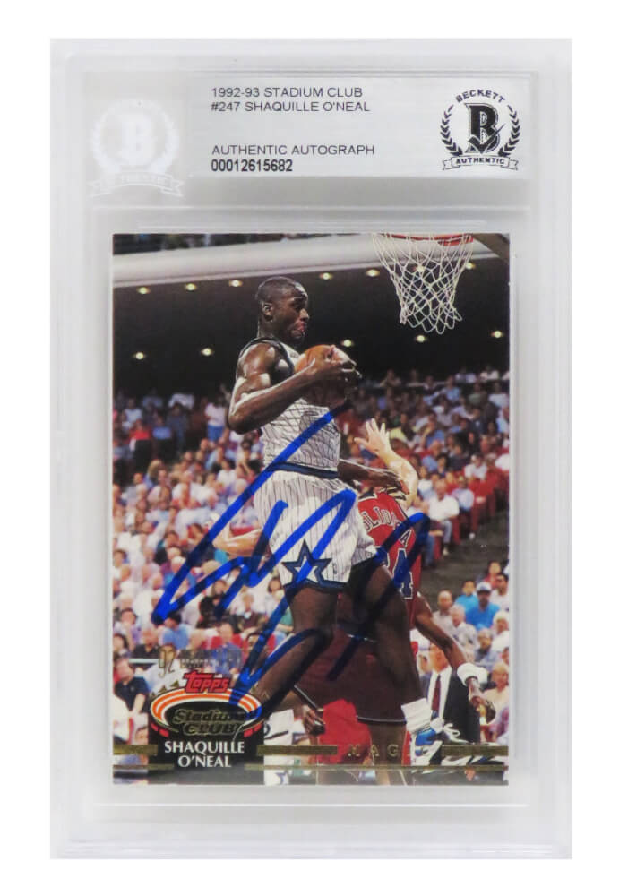 Shaquille O'Neal Signed Orlando Magic 1992-93 Topps Stadium Club Rookie Card #247 (Beckett Encapsulated) - ONECAR219 - Shaquille O'Neal Signed Orlando Magic 1992-93 Topps Stadium Club Rookie Card #247 (Beckett Encapsulated) product image