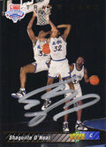 Shaquille O'Neal Signed Orlando Magic 1992-93 Upper Deck NBA Draft Rookie Trade Card #1B - ONECAR226 - Shaquille O'Neal Signed Orlando Magic 1992-93 Upper Deck NBA Draft Rookie Trade Card #1B product image