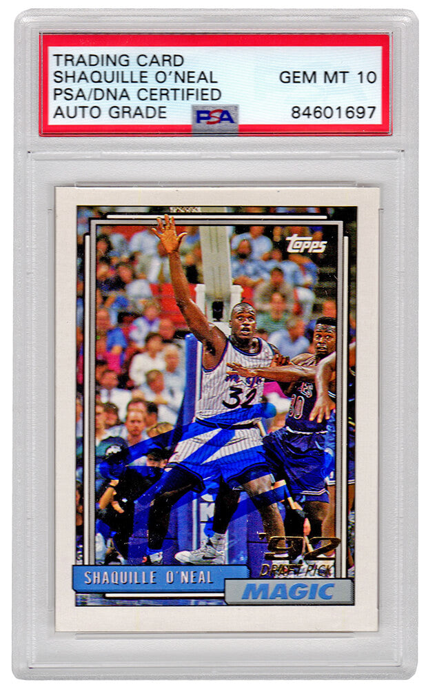 Shaquille O'Neal Signed Orlando Magic 1992-93 Topps Rookie Card #362 - (PSA/DNA / Auto Grade 10) - ONECAR230 - Shaquille O'Neal Signed Orlando Magic 1992-93 Topps Rookie Card #362 - (PSA/DNA / Auto Grade 10) product image