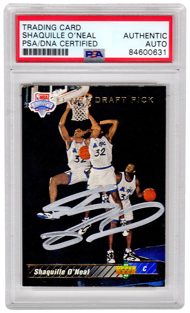 Shaquille O'Neal Signed Orlando Magic 1992-93 Upper Deck Draft Pick Rookie Card #1 - (PSA/DNA Encapsulated) - ONECAR233 - Shaquille O'Neal Signed Orlando Magic 1992-93 Upper Deck Draft Pick Rookie Card #1 - (PSA/DNA Encapsulated) product image