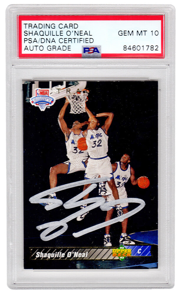 Shaquille O'Neal Signed Orlando Magic 1992-93 Upper Deck Rookie Trade Card #1B - (PSA/DNA / Auto Grade 10) - ONECAR235 - Shaquille O'Neal Signed Orlando Magic 1992-93 Upper Deck Rookie Trade Card #1B - (PSA/DNA / Auto Grade 10) product image