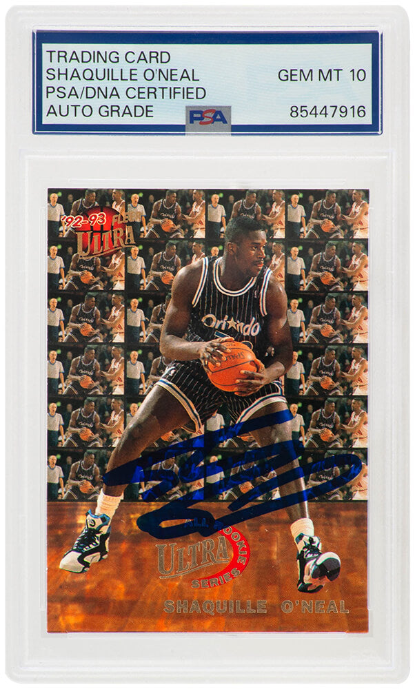 Shaquille O'Neal Signed Magic 1992 Fleer Ultra All-Rookie Series Rookie Basketball Card #7 - (PSA/DNA / Auto Grade 10) - ONECAR238 - Shaquille O'Neal Signed Magic 1992 Fleer Ultra All-Rookie Series Rookie Basketball Card #7 - (PSA/DNA / Auto Grade 10) product image
