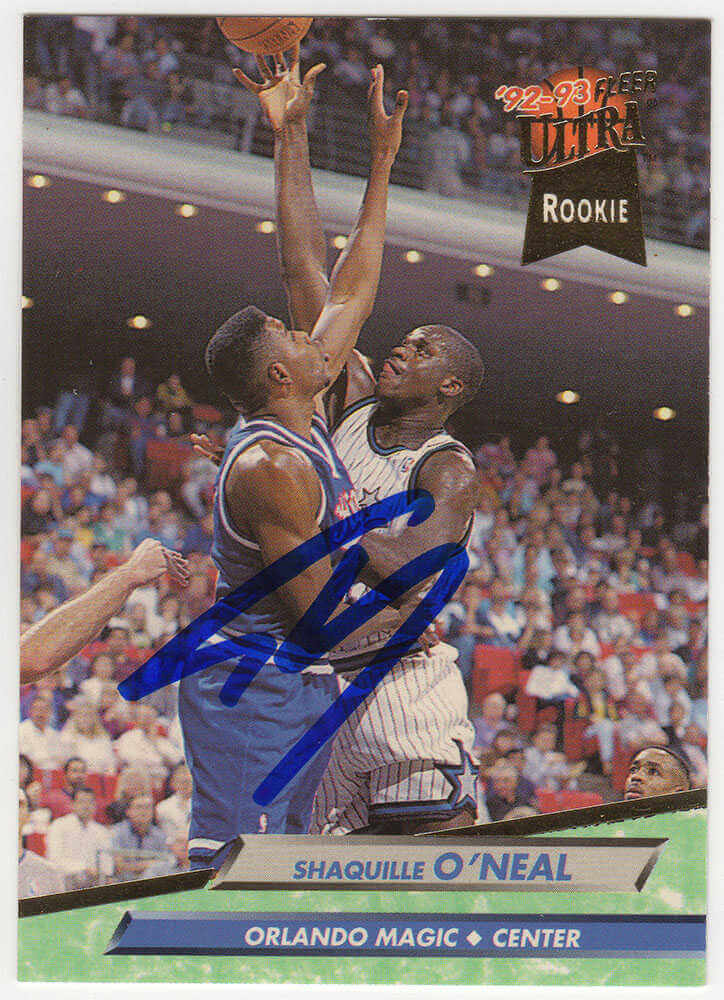 Shaquille O'Neal Signed Magic 1992-93 Fleer Ultra Rookie Basketball Card #328 - ONECAR240 - Shaquille O'Neal Signed Magic 1992-93 Fleer Ultra Rookie Basketball Card #328 product image