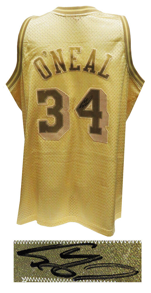 Shaquille O'Neal Signed Los Angeles Lakers Mitchell & Ness Gold NBA Swingman Basketball Jersey - ONEJRY214 - Shaquille O'Neal Signed Los Angeles Lakers Mitchell & Ness Gold NBA Swingman Basketball Jersey product image