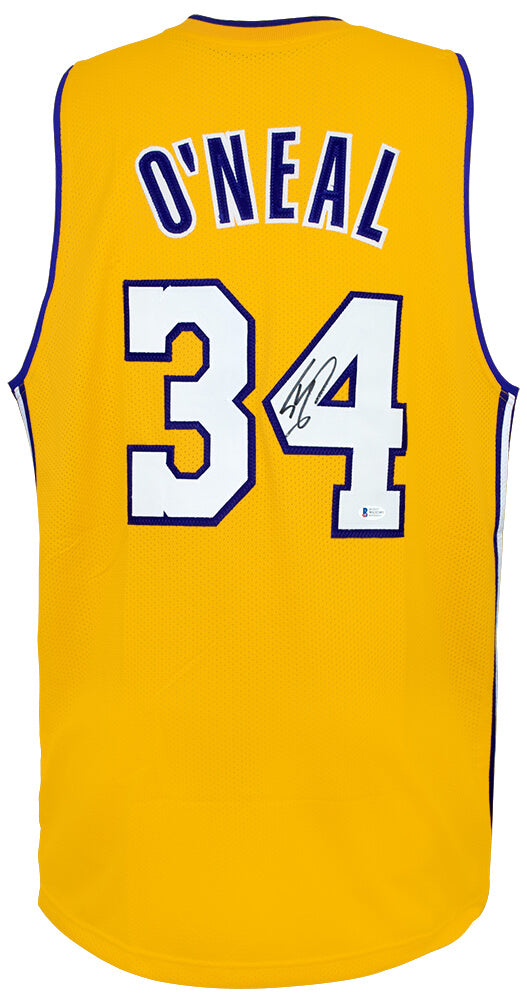 Shaquille O'Neal Signed Gold Custom Basketball Jersey - (Beckett) - ONEJRY217 - Shaquille O'Neal Signed Gold Custom Basketball Jersey - (Beckett) product image