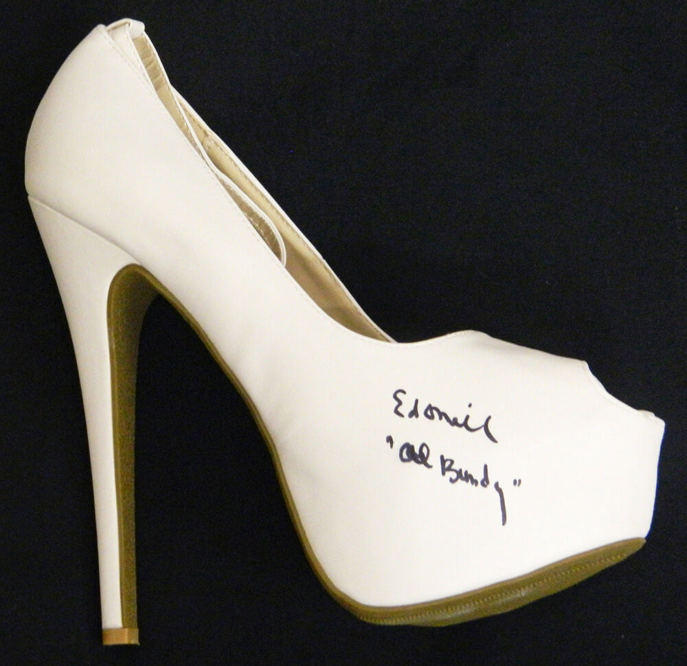 Ed O'Neill Signed Women's White High Heel Pump Shoe w/Al Bundy - ONESHO501 - Ed O'Neill Signed Women's White High Heel Pump Shoe w/Al Bundy product image