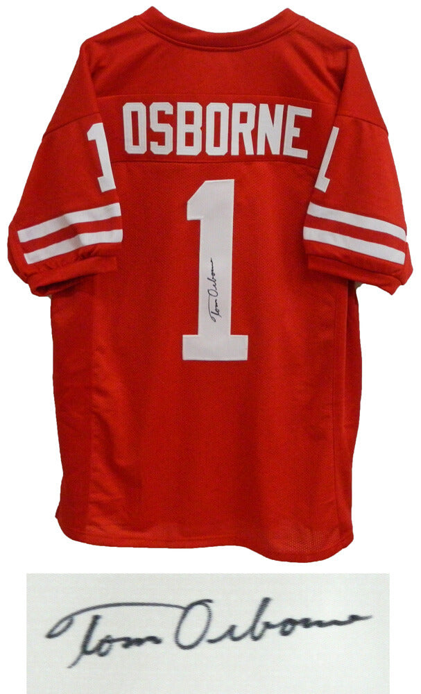 Tom Osborne Signed Red Custom Football Jersey - OSBJRY301 - Tom Osborne Signed Red Custom Football Jersey product image