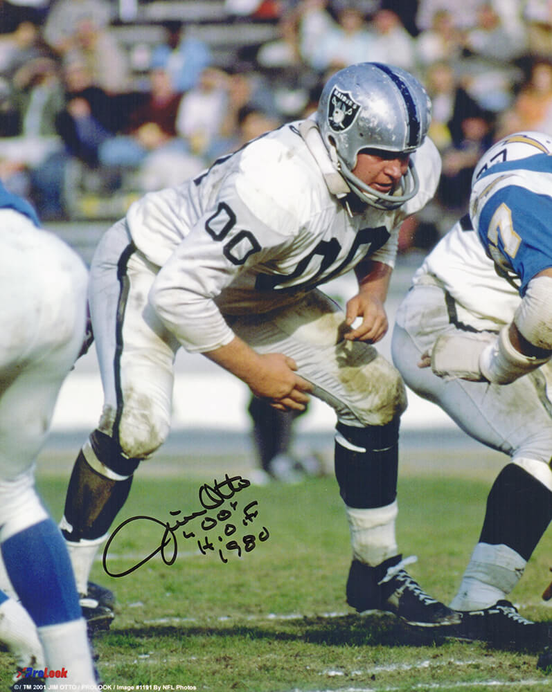 Jim Otto Signed Raiders White Jersey Action 8x10 Photo w/HOF 1980 - OTT08P300 - Jim Otto Signed Raiders White Jersey Action 8x10 Photo w/HOF 1980 product image