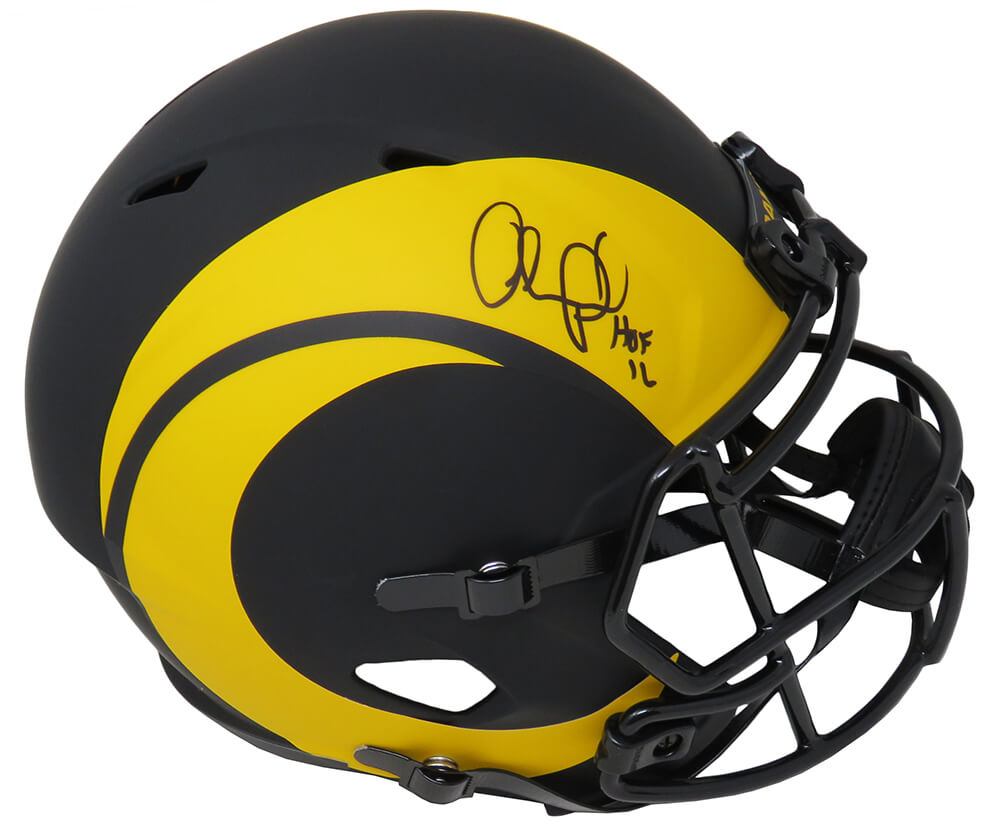 Orlando Pace Signed Rams Eclipse Black Matte Riddell Full Size Speed Replica Helmet w/HOF'16 - PACREP303 - Orlando Pace Signed Rams Eclipse Black Matte Riddell Full Size Speed Replica Helmet w/HOF'16 product image