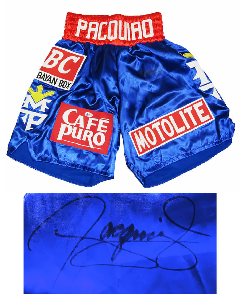 Manny Pacquiao Signed Blue Boxing Trunks (Beckett) - PACTRU500 - Manny Pacquiao Signed Blue Boxing Trunks (Beckett) product image