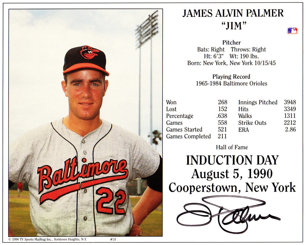 Jim Palmer Signed Baltimore Orioles Hall of Fame Induction Day 8x10 Photo - PAL08P111 - Jim Palmer Signed Baltimore Orioles Hall of Fame Induction Day 8x10 Photo product image