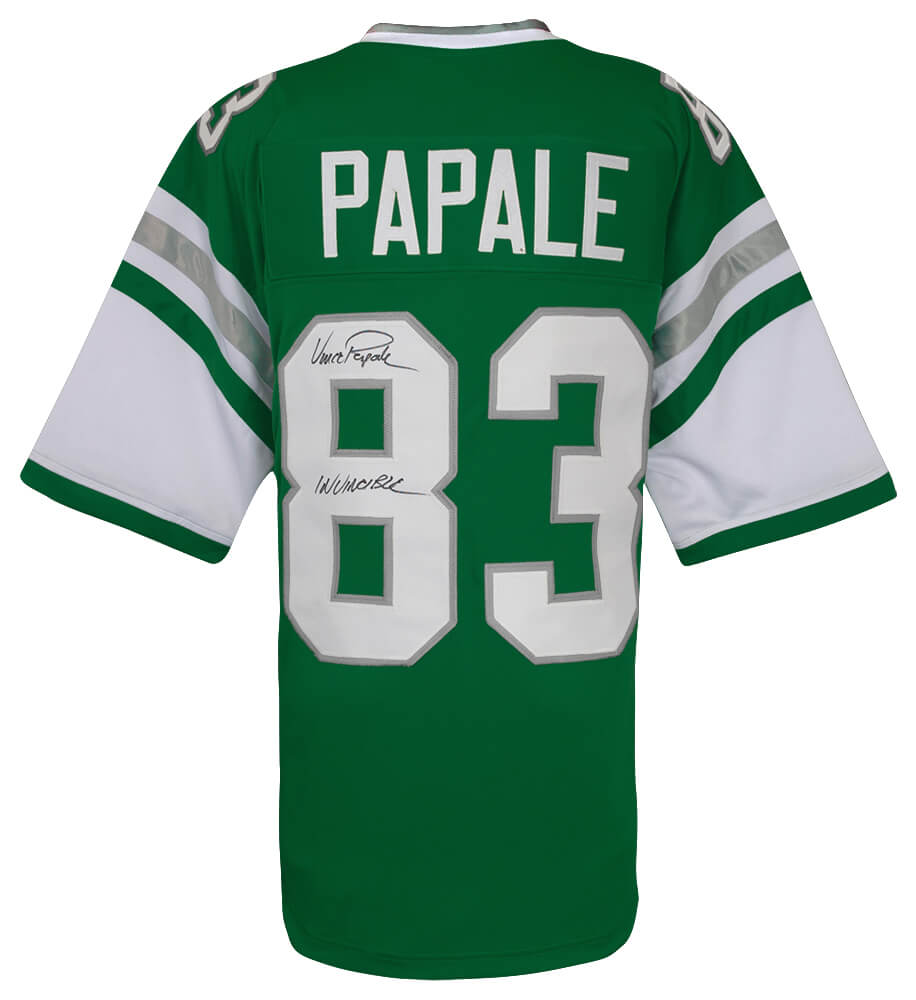 Vince Papale Signed Light Green Custom Football Jersey w/Invincible - PAPJRY304 - Vince Papale Signed Light Green Custom Football Jersey w/Invincible product image