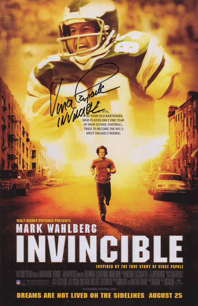 Vince Papale Signed Invincible 11x17 Movie Poster w/Invincible - PAPPST302 - Vince Papale Signed Invincible 11x17 Movie Poster w/Invincible product image