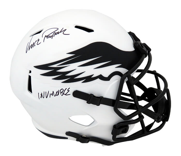 Vince Papale Signed Eagles Lunar Eclipse Riddell Full Size Speed Replica Helmet w/Invincible - PAPREP303 - Vince Papale Signed Eagles Lunar Eclipse Riddell Full Size Speed Replica Helmet w/Invincible product image