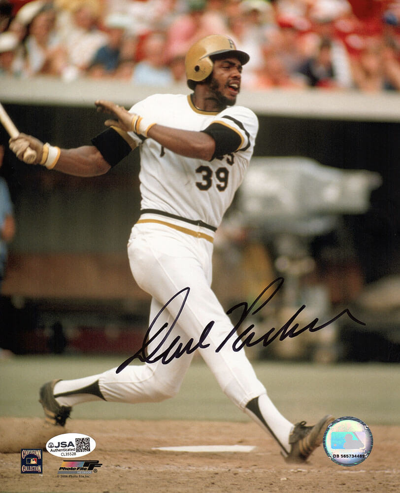 Dave Parker Signed Pittsburgh Pirates White Jersey Swinging Action 8x10 Photo - (JSA) - PAR08P111 - Dave Parker Signed Pittsburgh Pirates White Jersey Swinging Action 8x10 Photo - (JSA) product image