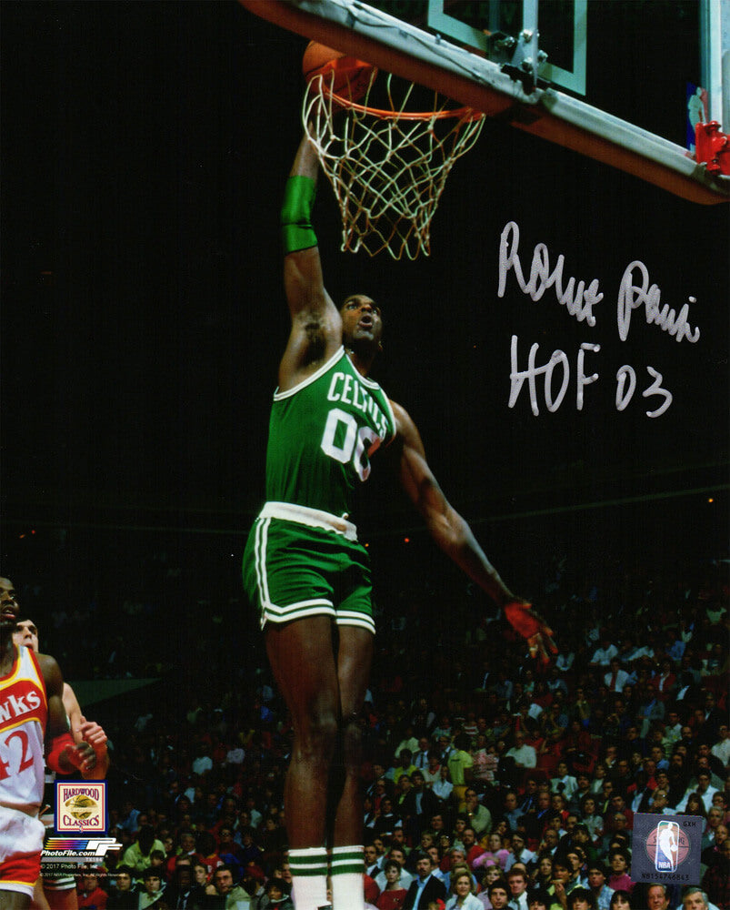 Robert Parish Signed Boston Celtics Action Dunk 8x10 Photo w/HOF'03 - PAR08P200 - Robert Parish Signed Boston Celtics Action Dunk 8x10 Photo w/HOF'03 product image