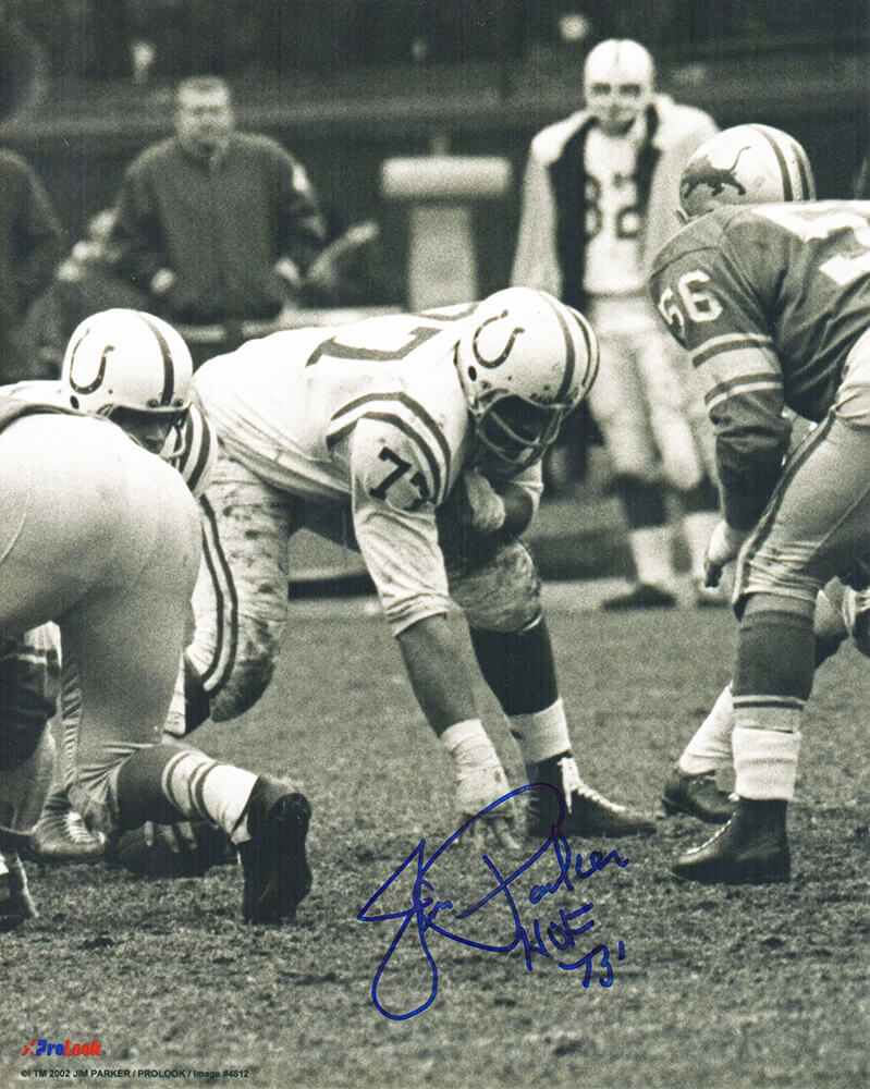 Jim Parker Signed Colts 3-Pt Stance B&W Action 8x10 Photo w/HOF'73 - PAR08P322 - Jim Parker Signed Colts 3-Pt Stance B&W Action 8x10 Photo w/HOF'73 product image