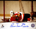 Bernie Parent Signed Philadelphia Flyers Goalie Diving Save Action 8x10 Photo w/HOF'84 - PAR08P410 - Bernie Parent Signed Philadelphia Flyers Goalie Diving Save Action 8x10 Photo w/HOF'84 product image