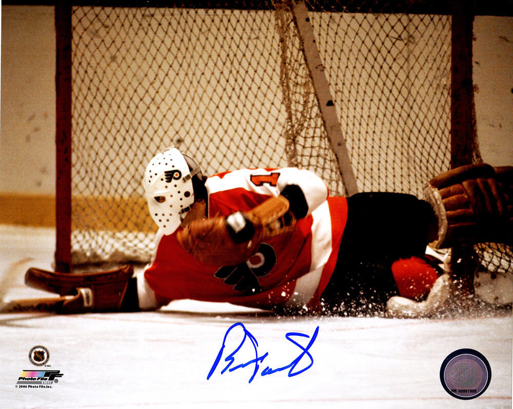 Bernie Parent Signed Philadelphia Flyers Goalie Diving Save Action 8x10 Photo - PAR08P411 - Bernie Parent Signed Philadelphia Flyers Goalie Diving Save Action 8x10 Photo product image