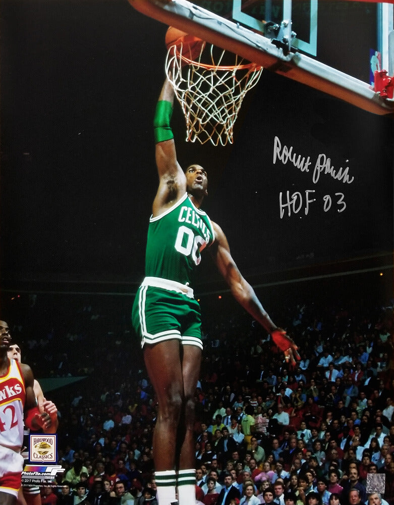 Robert Parish Signed Boston Celtics Action Dunk 16x20 Photo w/HOF'03 - PAR16P200 - Robert Parish Signed Boston Celtics Action Dunk 16x20 Photo w/HOF'03 product image