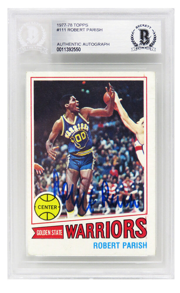 Robert Parish Signed Golden State Warriors 1977 Topps Basketball Rookie Card #111 - (Beckett Encapsulated) - PARCAR201 - Robert Parish Signed Golden State Warriors 1977 Topps Basketball Rookie Card #111 - (Beckett Encapsulated) product image