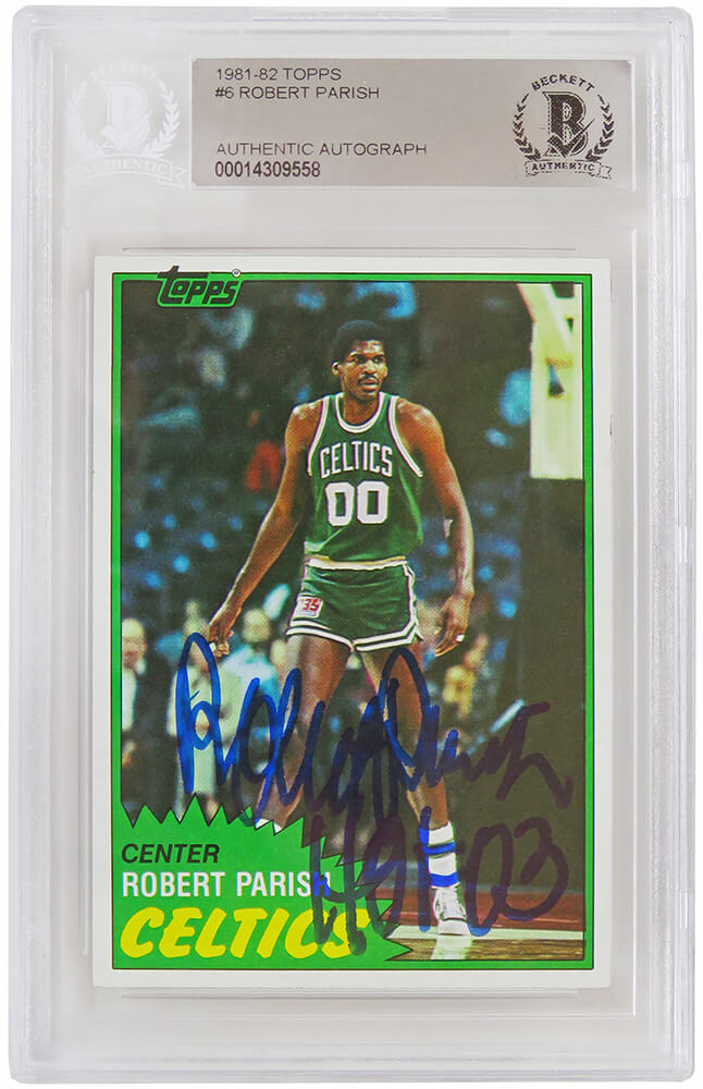 Robert Parish Signed Boston Celtics 1981-82 Topps Basketball Card #6 w/HOF'03 - (Beckett Encapsulated) - PARCAR203 - Robert Parish Signed Boston Celtics 1981-82 Topps Basketball Card #6 w/HOF'03 - (Beckett Encapsulated) product image