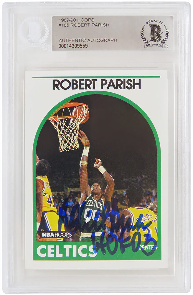 Robert Parish Signed Boston Celtics 1989-90 Hoops Basketball Card #185 w/HOF'03 - (Beckett Encapsulated) - PARCAR204 - Robert Parish Signed Boston Celtics 1989-90 Hoops Basketball Card #185 w/HOF'03 - (Beckett Encapsulated) product image