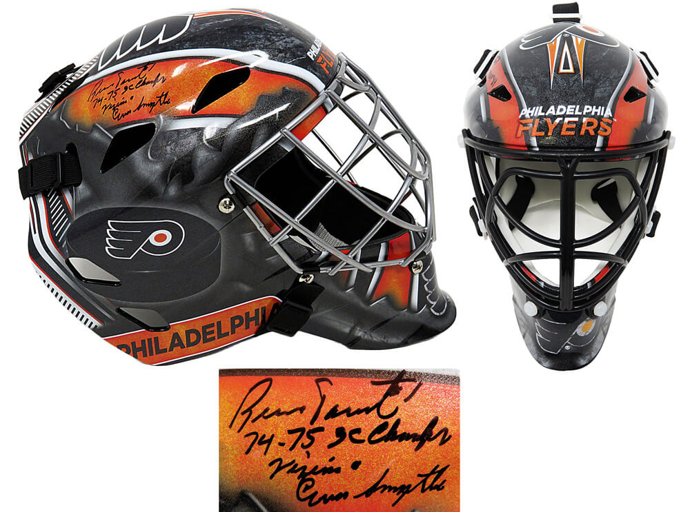 Bernie Parent Signed Philadelphia Flyers Replica Hockey Goalie Mask w/74-75 Champs, Vezina, Conn Smythe - PARMAS402 - Bernie Parent Signed Philadelphia Flyers Replica Hockey Goalie Mask w/74-75 Champs, Vezina, Conn Smythe product image
