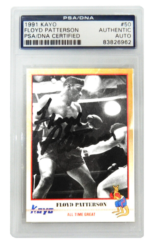 Floyd Patterson Signed 1991 Kayo Boxing Trading Card #50 (PSA/DNA - Encapsulated) - PATCAR500 - Floyd Patterson Signed 1991 Kayo Boxing Trading Card #50 (PSA/DNA - Encapsulated) product image