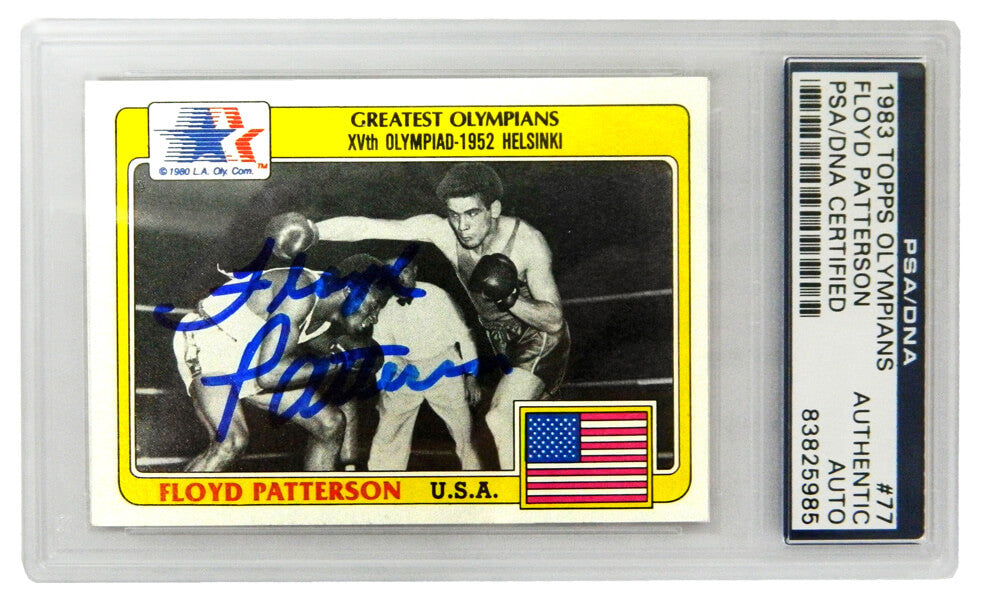 Floyd Patterson Signed 1983 Topps Olympians Boxing Trading Card #77 (PSA/DNA - Encapsulated) - PATCAR501 - Floyd Patterson Signed 1983 Topps Olympians Boxing Trading Card #77 (PSA/DNA - Encapsulated) product image
