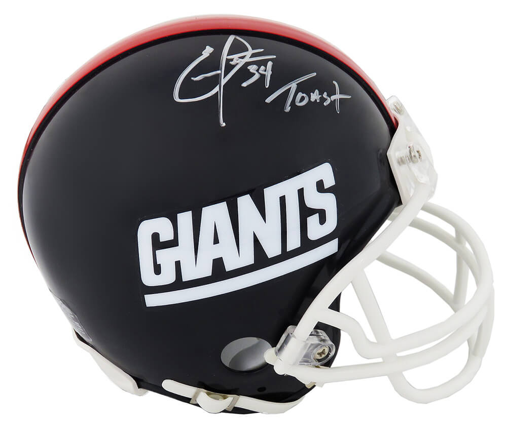 Elvis Patterson Signed New York Giants Throwback Riddell Mini Helmet w/Toast - PATMIN311 - Elvis Patterson Signed New York Giants Throwback Riddell Mini Helmet w/Toast product image
