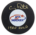 Craig Patrick Signed USA Hockey Logo Hockey Puck w/1980 Gold - PATPUC400 - Craig Patrick Signed USA Hockey Logo Hockey Puck w/1980 Gold product image