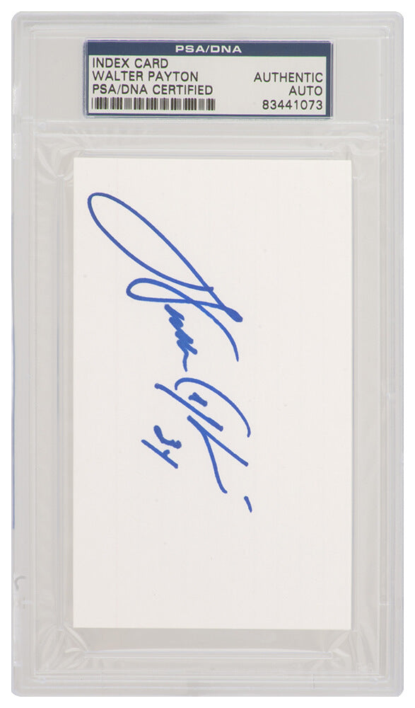 Walter Payton Signed 3x5 White Index Card Cut  - (PSA Encapsulated) - PAYCUT301 - Walter Payton Signed 3x5 White Index Card Cut - (PSA Encapsulated) product image