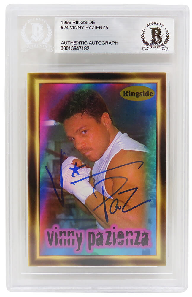 Vinny 'Paz' Pazienza Signed 1996 Ringside Boxing Trading Card #24 - (Beckett Encapsulated) - PAZCAR502 - Vinny 'Paz' Pazienza Signed 1996 Ringside Boxing Trading Card #24 - (Beckett Encapsulated) product image