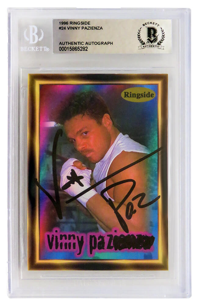 Vinny 'Paz' Pazienza Signed 1996 Ringside Boxing Card #24 - (Beckett Slabbed) - PAZCAR505 - Vinny 'Paz' Pazienza Signed 1996 Ringside Boxing Card #24 - (Beckett Slabbed) product image