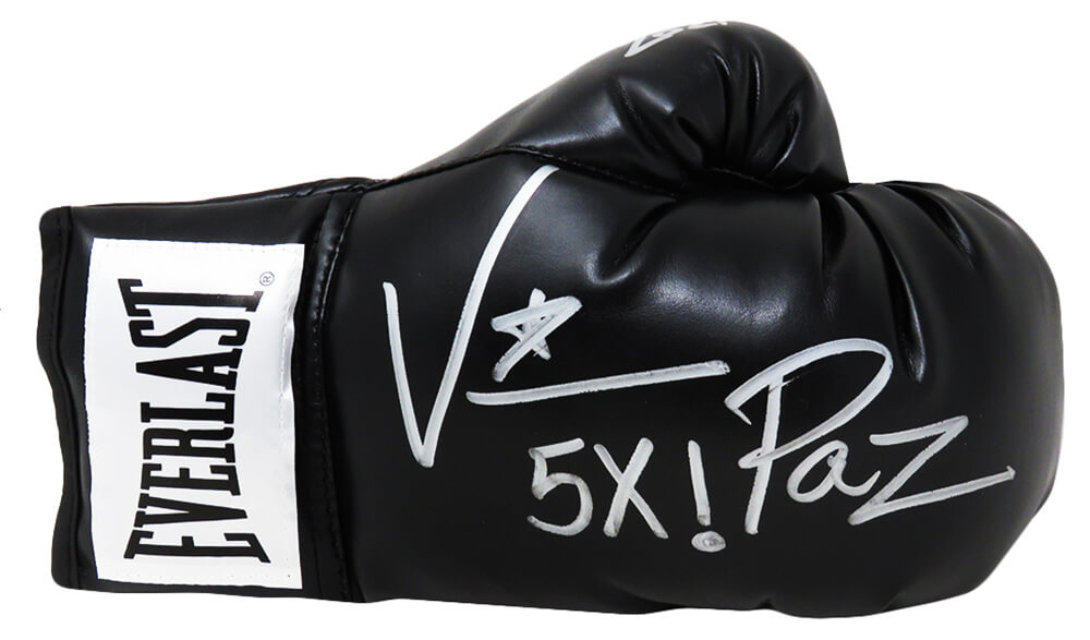 Vinny 'Paz' Pazienza Signed Everlast Black Boxing Glove w/5x - PAZGLV504 - Vinny 'Paz' Pazienza Signed Everlast Black Boxing Glove w/5x product image