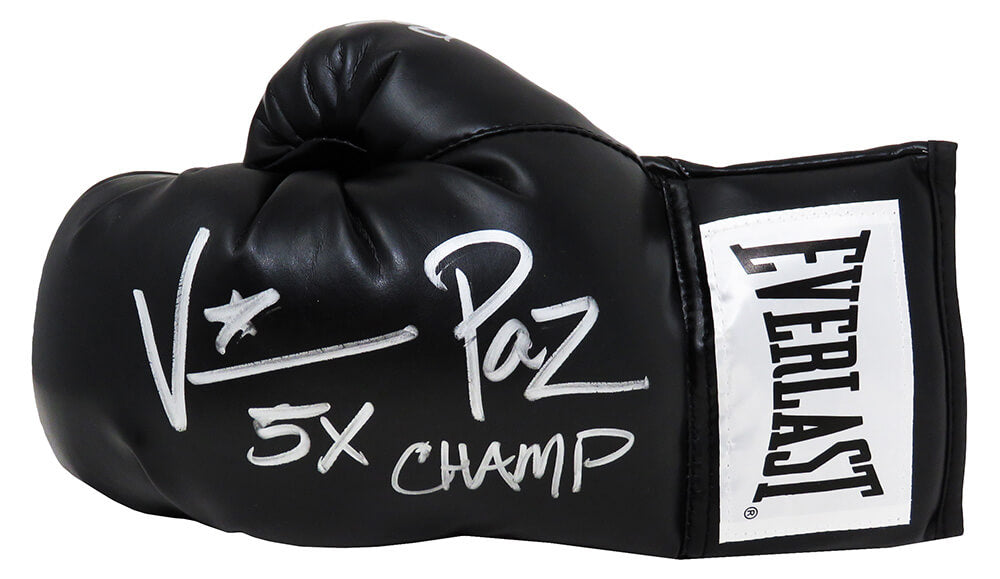 Vinny 'Paz' Pazienza Signed Everlast Black Boxing Glove w/5x Champ - PAZGLV505 - Vinny 'Paz' Pazienza Signed Everlast Black Boxing Glove w/5x Champ product image