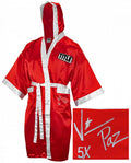 Vinny 'Paz' Pazienza Signed Title Red With White Trim Boxing Robe w/5x - PAZROB502 - Vinny 'Paz' Pazienza Signed Title Red With White Trim Boxing Robe w/5x product image