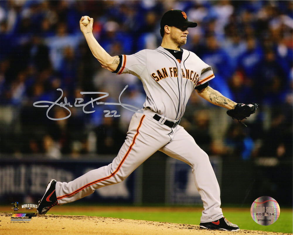 Jake Peavy Signed San Francisco Giants 2014 World Series Pitching Action 8x10 Photo - PEA08P100 - Jake Peavy Signed San Francisco Giants 2014 World Series Pitching Action 8x10 Photo product image