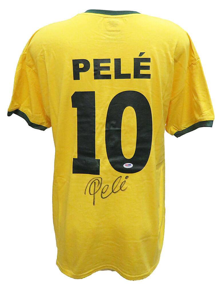 Pele Signed Brazil Yellow Soccer Jersey (PSA) - PELJRY500 - Pele Signed Brazil Yellow Soccer Jersey (PSA) product image