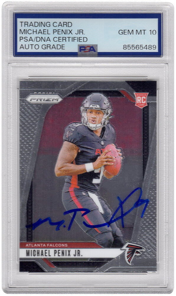 Michael Penix Jr. Signed Atlanta Falcons 2024 Panini Prizm Rookie Football Card #378 - (PSA / Auto Grade 10) - PENCAR300 - Michael Penix Jr. Signed Atlanta Falcons 2024 Panini Prizm Rookie Football Card #378 - (PSA / Auto Grade 10) product image