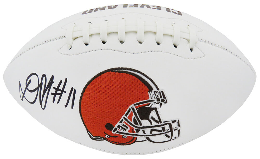 Donovan Peoples-Jones Signed Jarden Cleveland Browns Logo White Panel Full Size Football - PEOFTB300 - Donovan Peoples-Jones Signed Jarden Cleveland Browns Logo White Panel Full Size Football product image