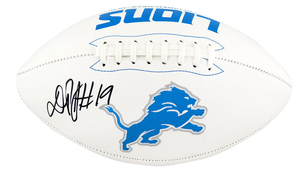 Donovan Peoples-Jones Signed Detroit Lions Wilson White Team Logo Football - PEOFTB302 - Donovan Peoples-Jones Signed Detroit Lions Wilson White Team Logo Football product image